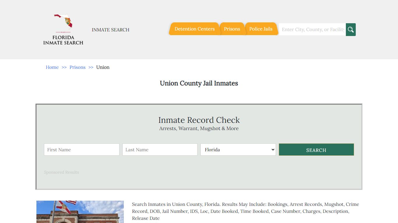 Union County Jail Inmates | Florida Inmate Search